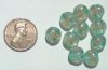 10 9x6mm Aqua with Flower Lampwork Disks